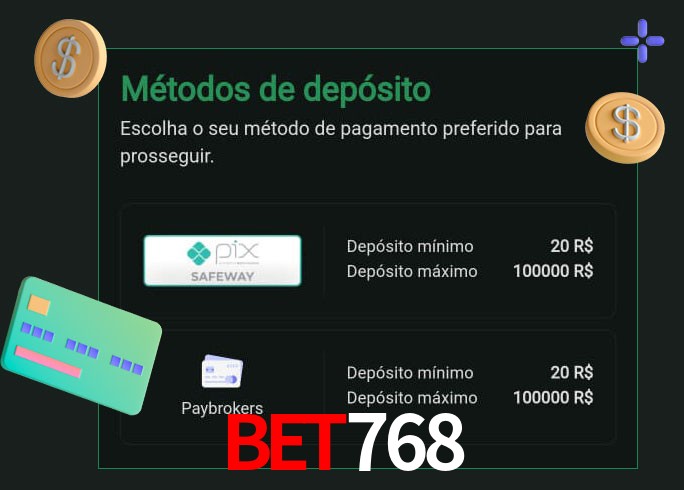O cassino BET768 oferece uma grande variedade de métodos de pagamento